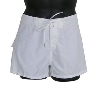RUSTY Board Shorts, L, White, Lace Tie, Logo 3", Pocket